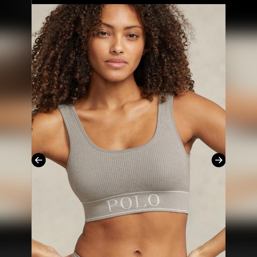 POLO by RALF LAUREN RIBBED SQUARE NECK BRALETTE / SIZE: L